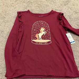 Burgundy Unicorn Long Sleeve Shirt with pants